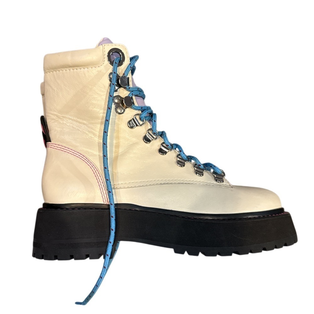 Leather boots combat style white Larroude Jordan Low Boot - Picture 11 of 12